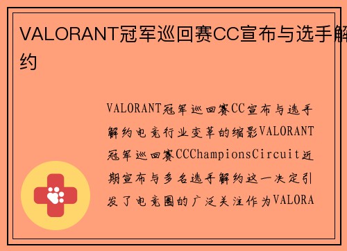 VALORANT冠军巡回赛CC宣布与选手解约